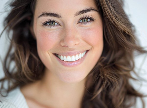 Close-up portrait of beautiful smiling woman